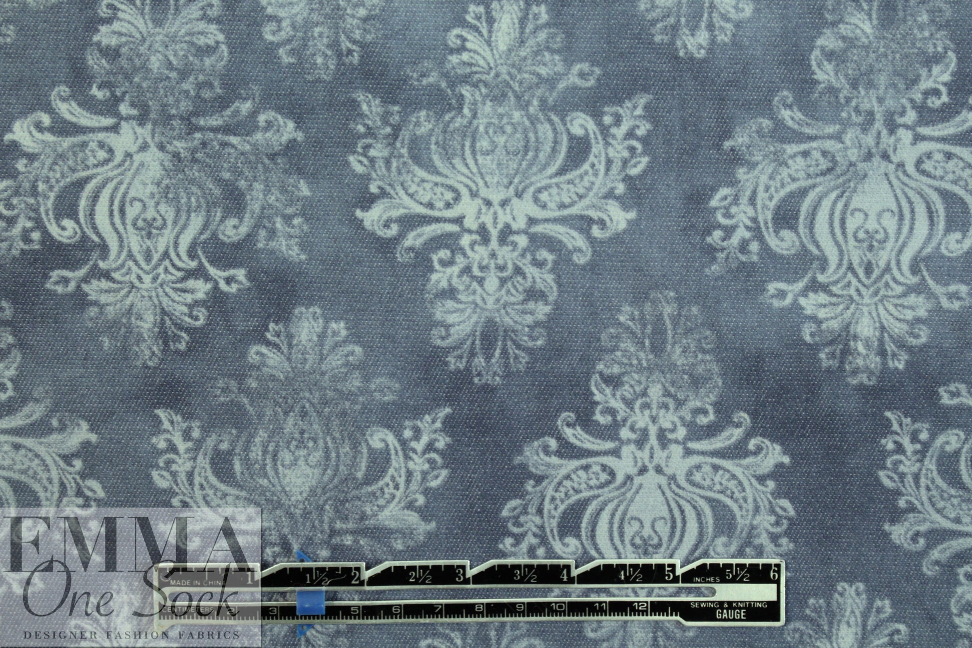 French 'faded medallion' printed stretch denim