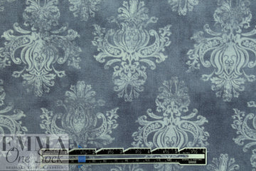 French 'faded medallion' printed stretch denim