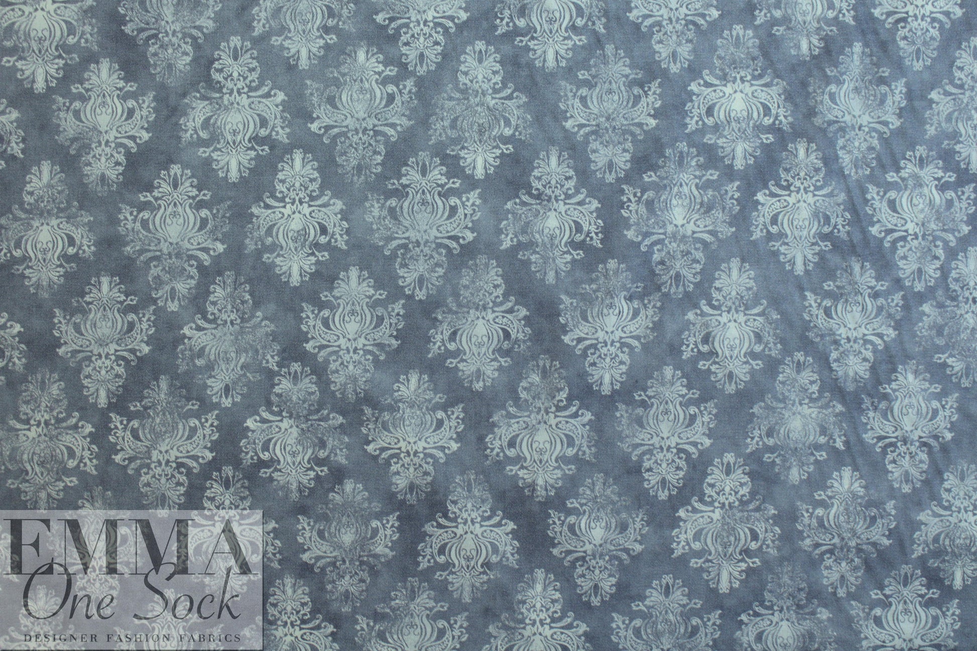French 'faded medallion' printed stretch denim 1.25 yds