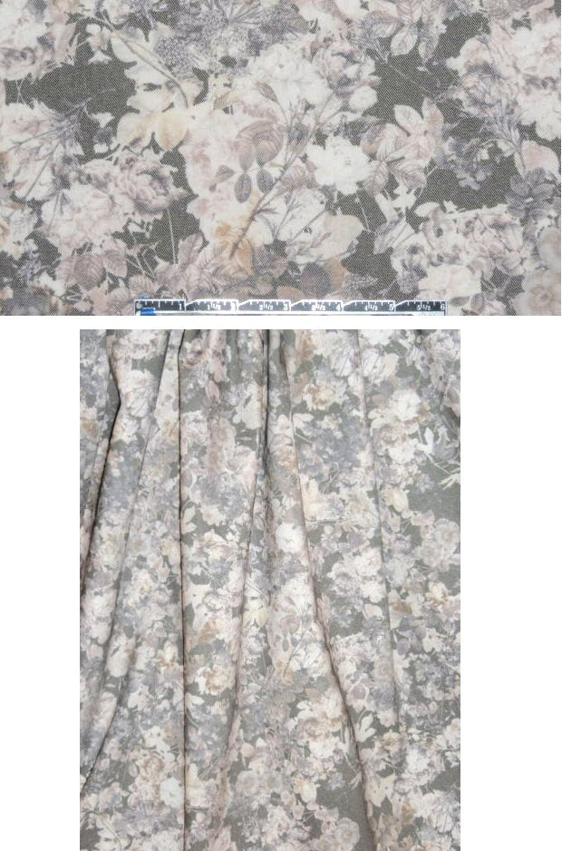 French gray gardens printed stretch denim