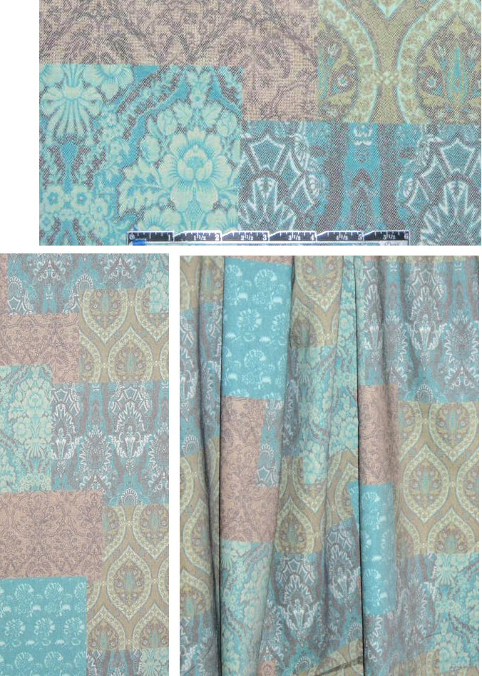 French 'Istanbul' printed stretch denim - teal
