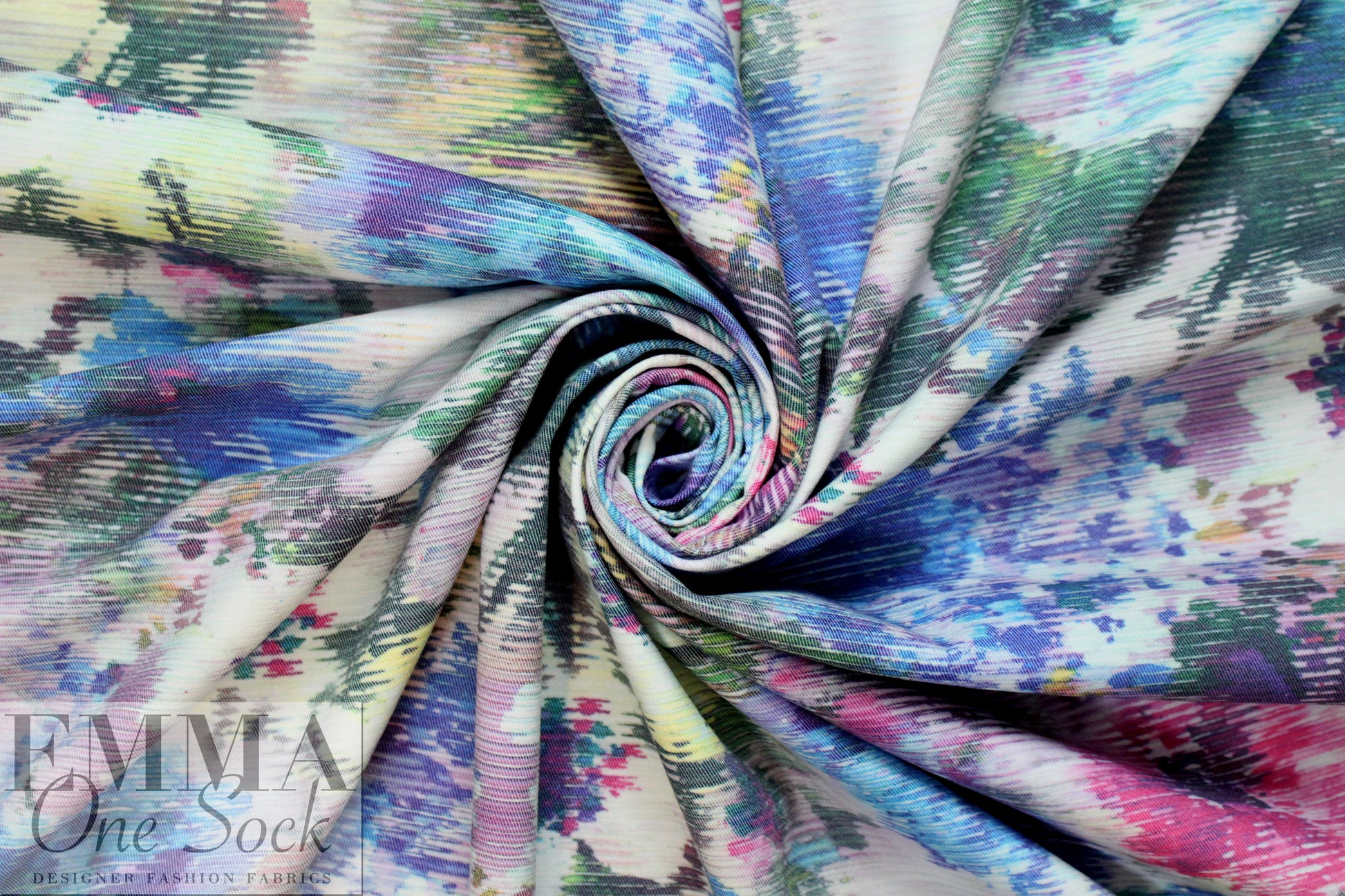 French painted floral printed stretch twill 2.5 yds
