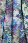 French painted floral printed stretch twill