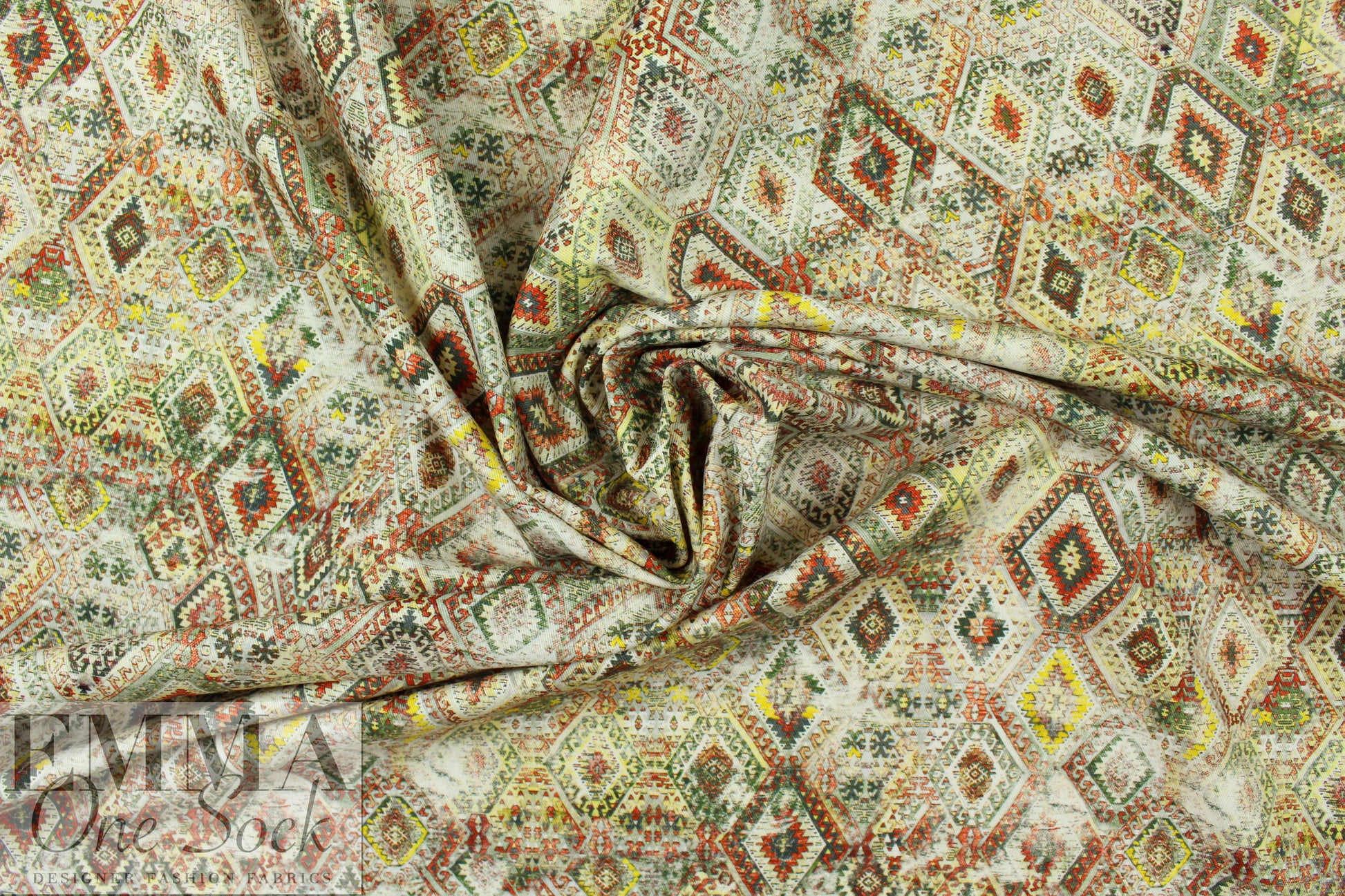 Italian Istanbul graphic stretch cotton twill  1 yard