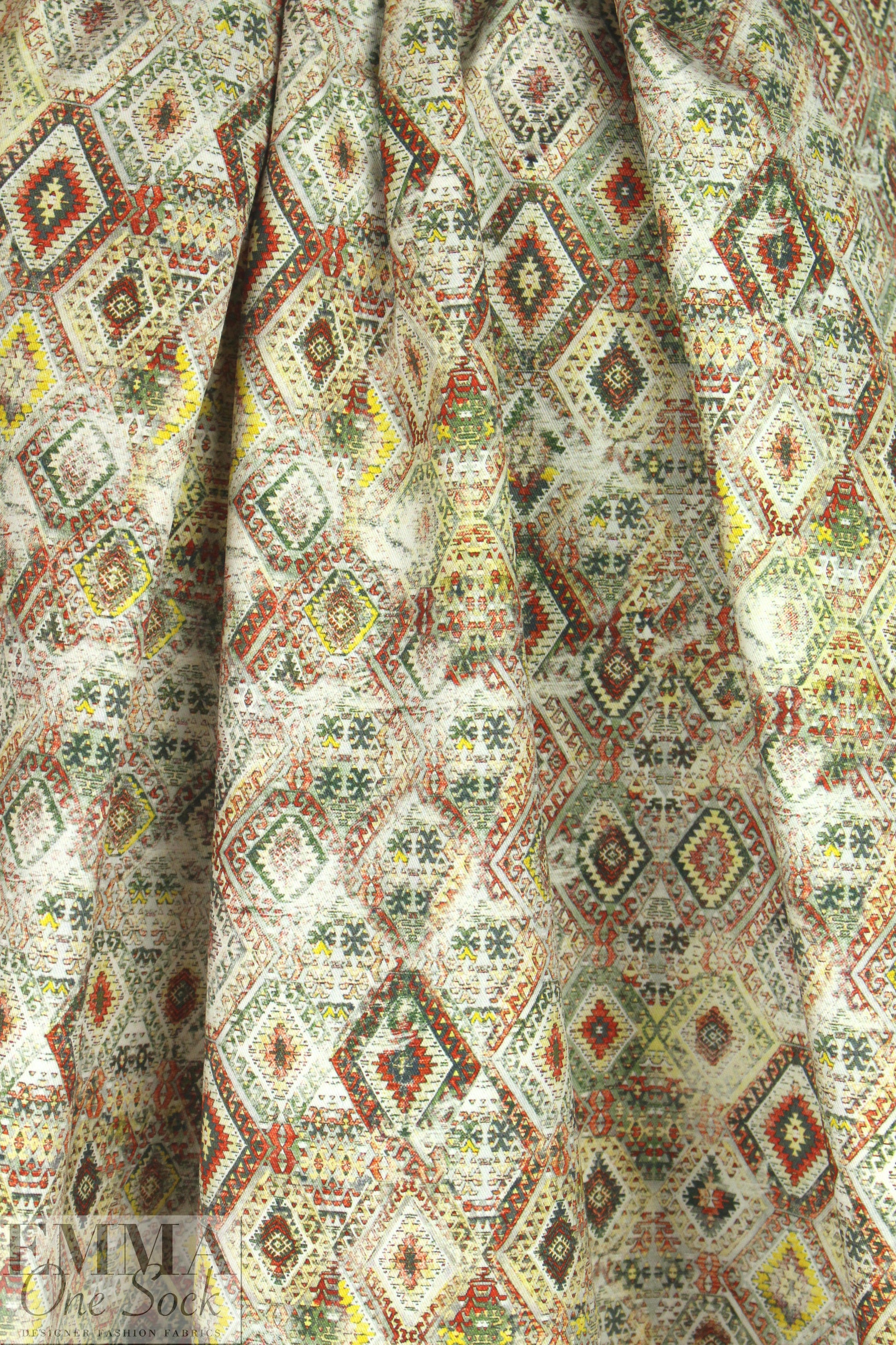 Italian Istanbul graphic stretch cotton twill