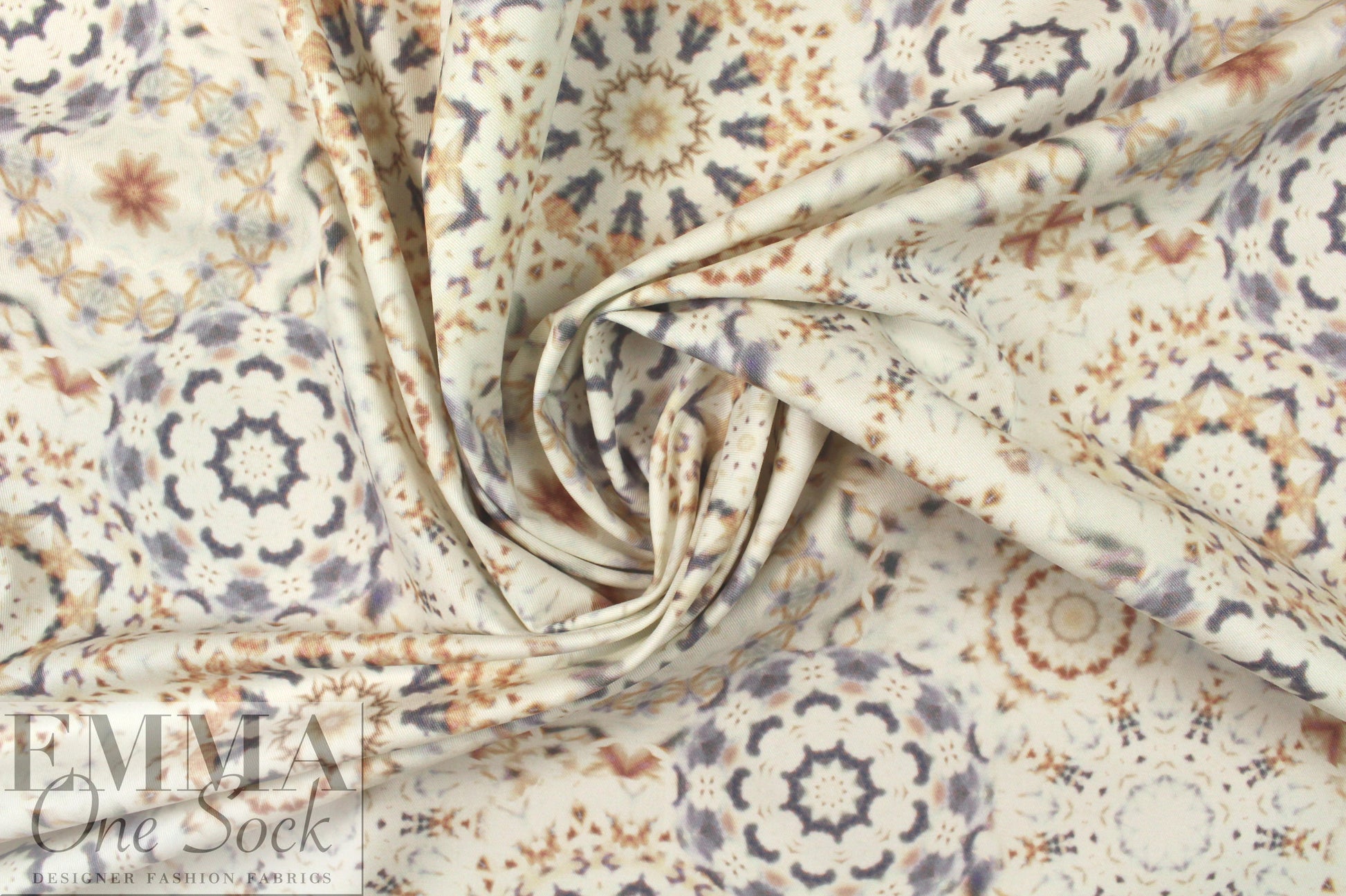 Italian hippie medallion stretch cotton twill  2 yd