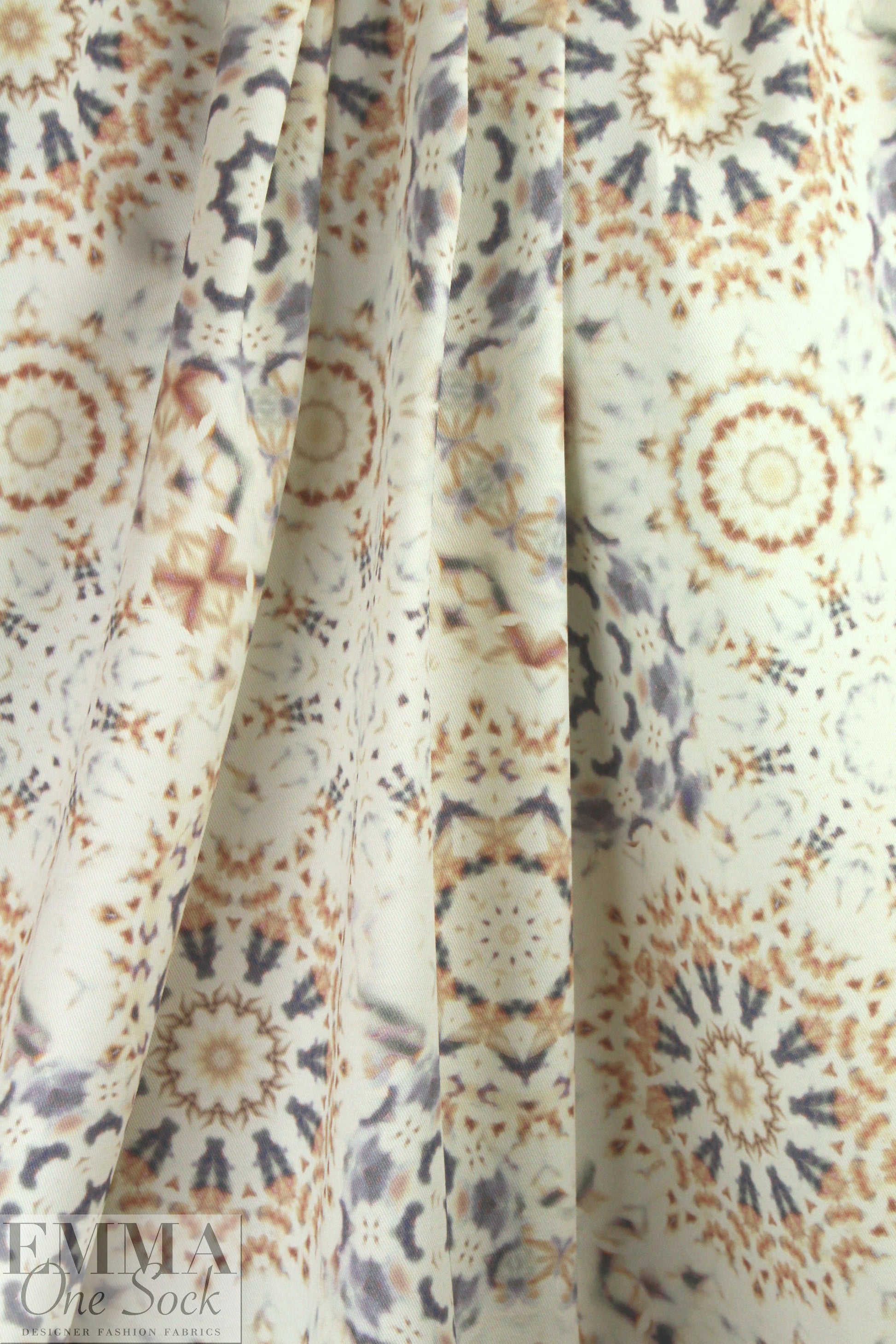 Italian hippie medallion stretch cotton twill  2 yd