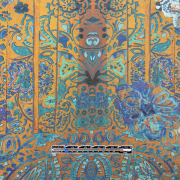 Italian 'caramel garden' printed stretch cotton twill PANEL 1.5 yds