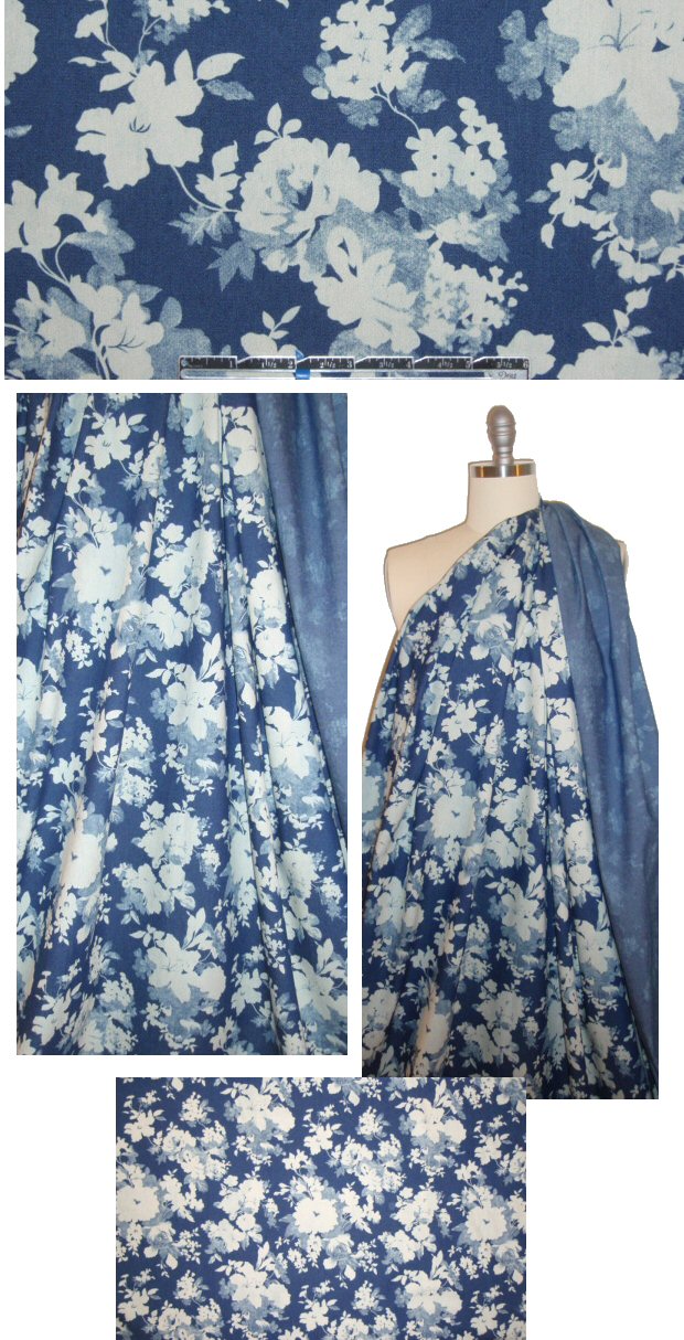 silhouette floral printed cotton blend stretch denim