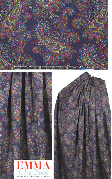 CA designer paisley printed stretch denim