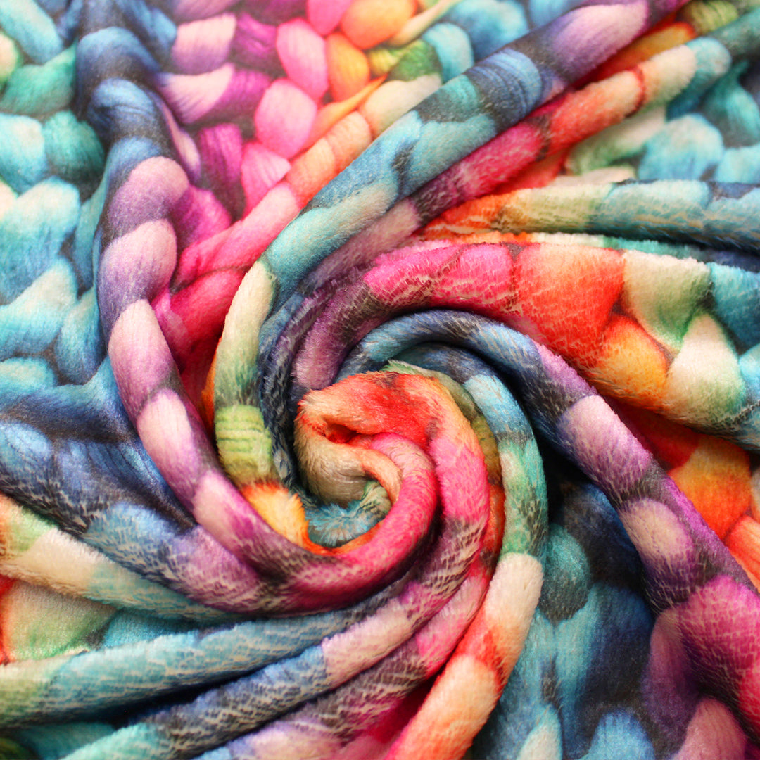 Dutch 'knitter's rainbow' reversible plush fur - Oeko-Tex Cert.