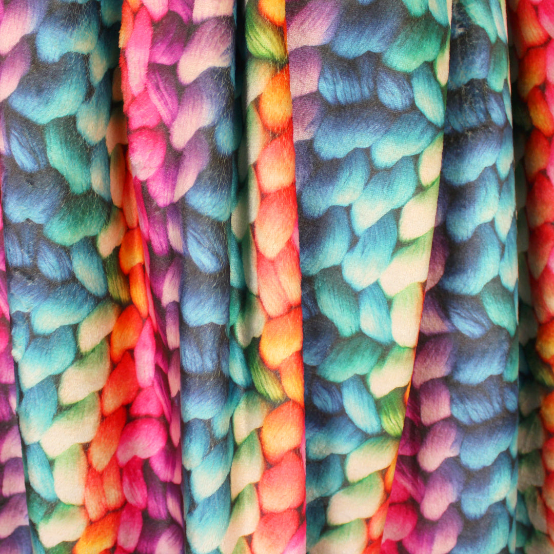 Dutch 'knitter's rainbow' reversible plush fur - Oeko-Tex Cert.