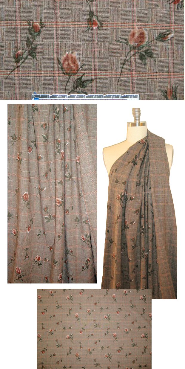 Italian wool/viscose/lycra rosebud glen plaid suiting