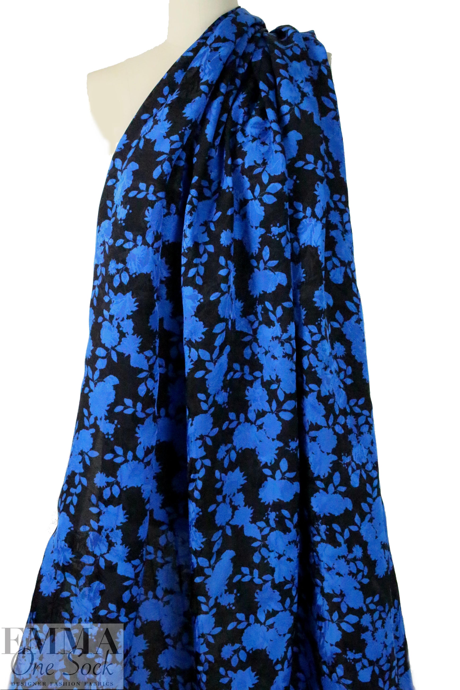 Italian floral silhouette printed viscose jacquard