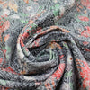 Italian jacquard stretch cotton woven - charcoal/goji berry .5 yds