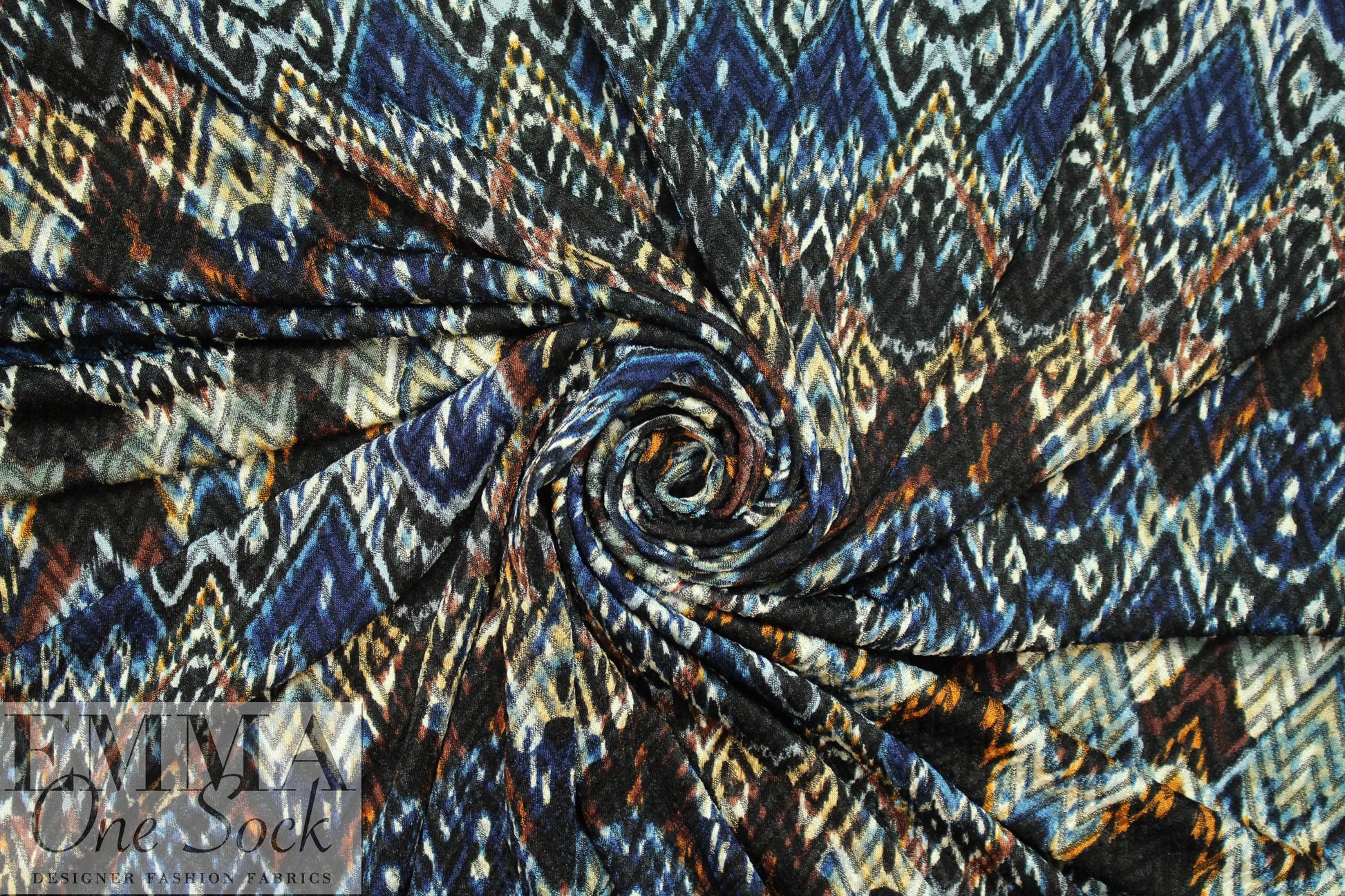 NY designer ikat chevron jacquard knit print