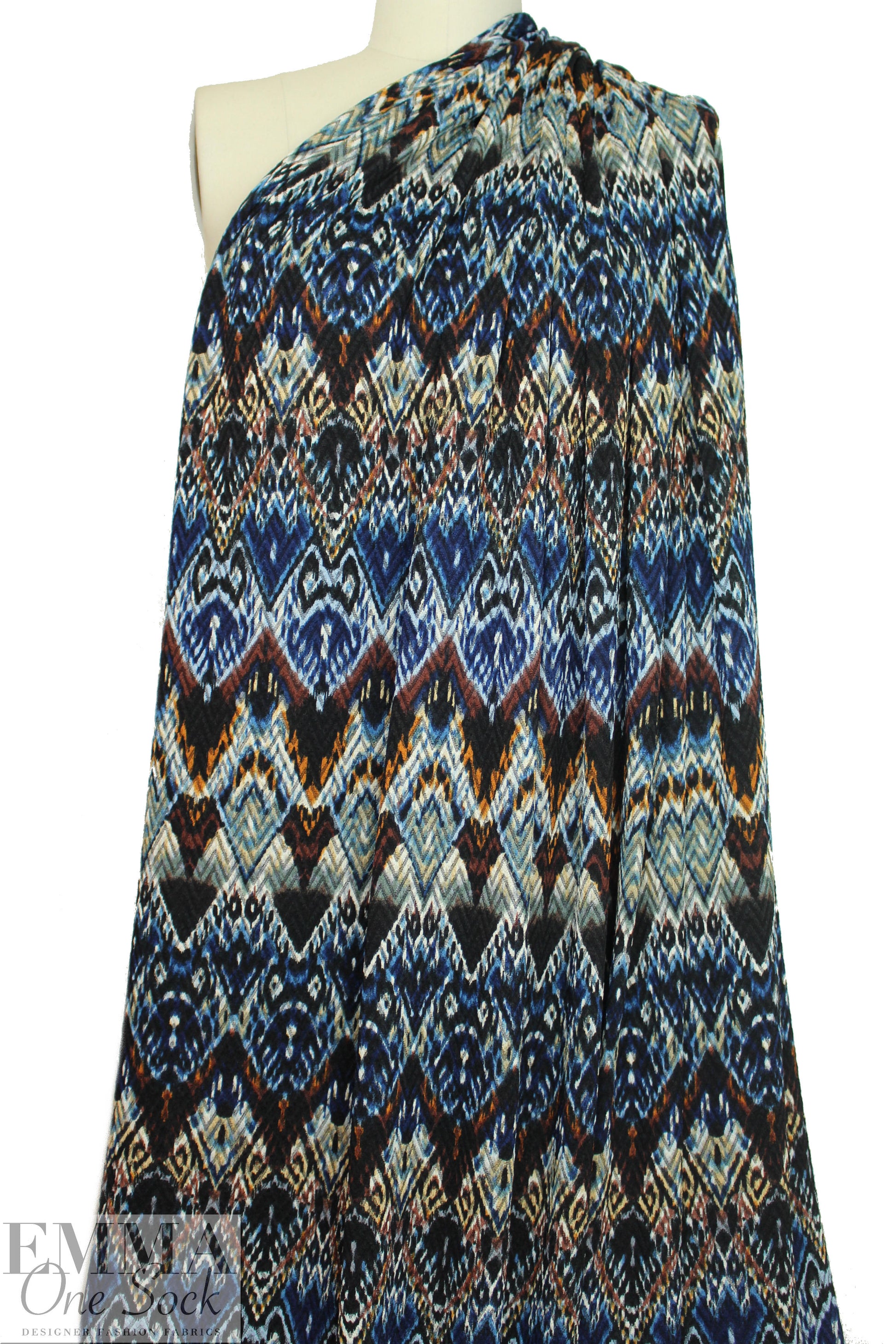 NY designer ikat chevron jacquard knit print 2 yds