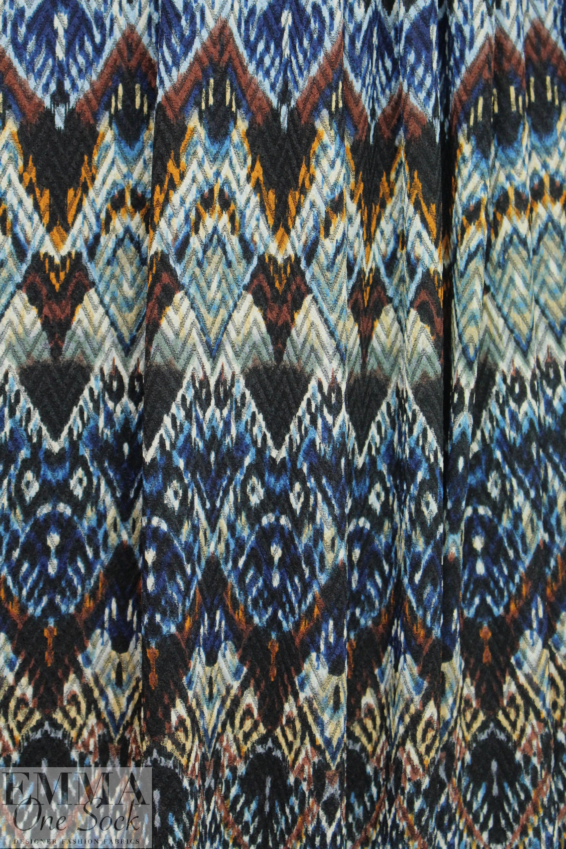 NY designer ikat chevron jacquard knit print