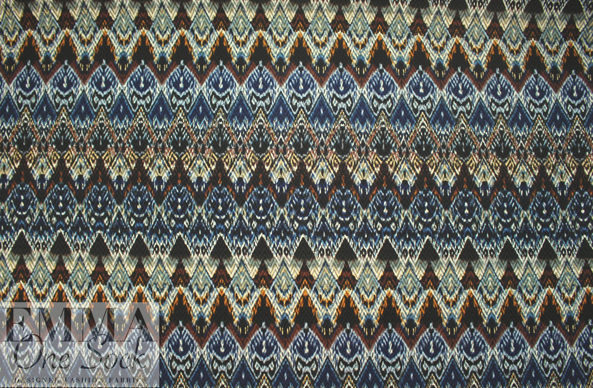 NY designer ikat chevron jacquard knit print 2 yds