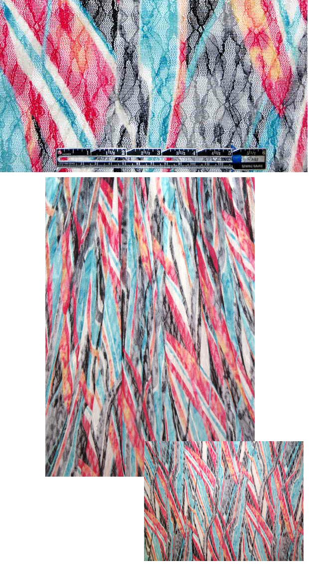 linear abstract overprinted stretch lace knit