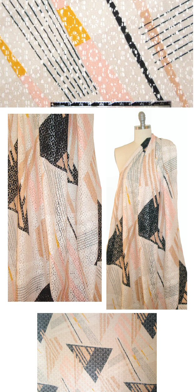 designer printed cotton blend lace - cubist art