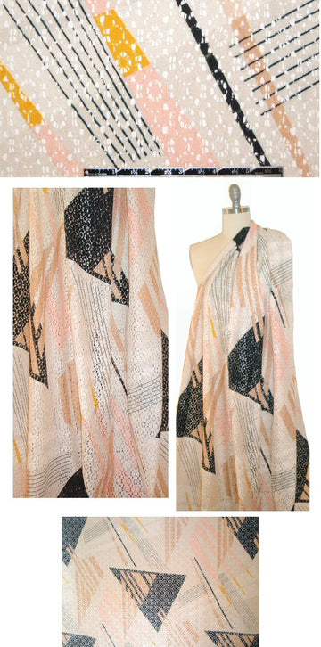 designer printed cotton blend lace - cubist art