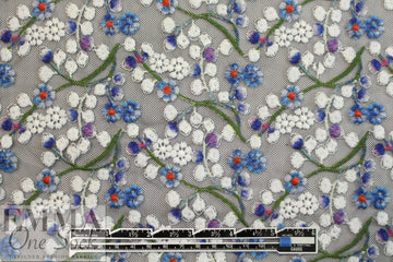 NY designer over-printed embroidered mesh - blooming buds