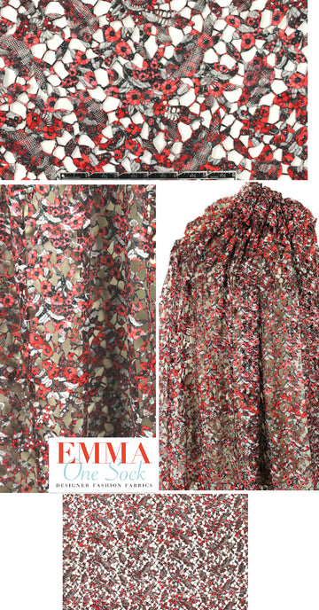 Tah@ri printed lace - midnight/red/white