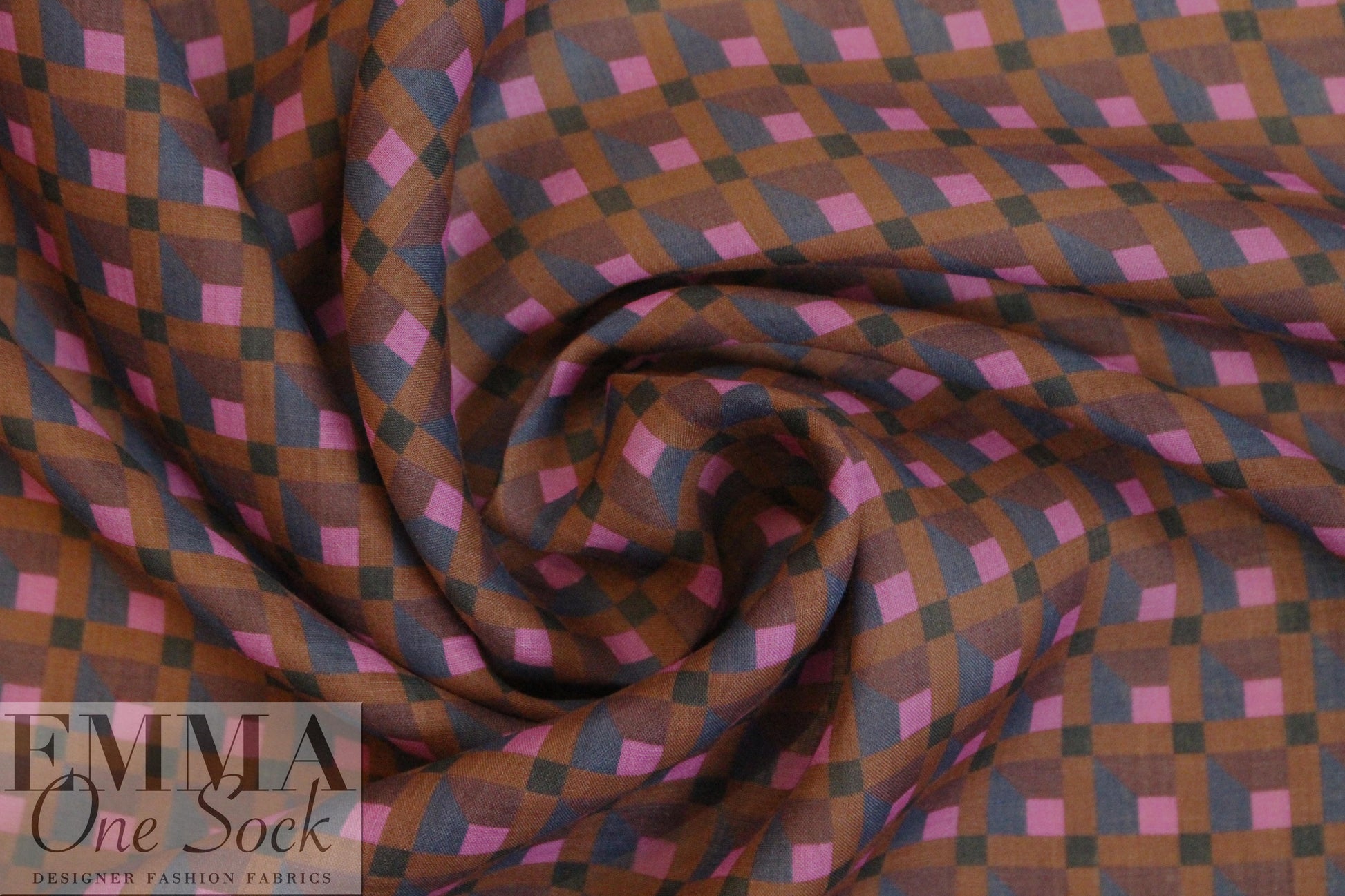 Italian printed ramie linen woven - 3-D optic