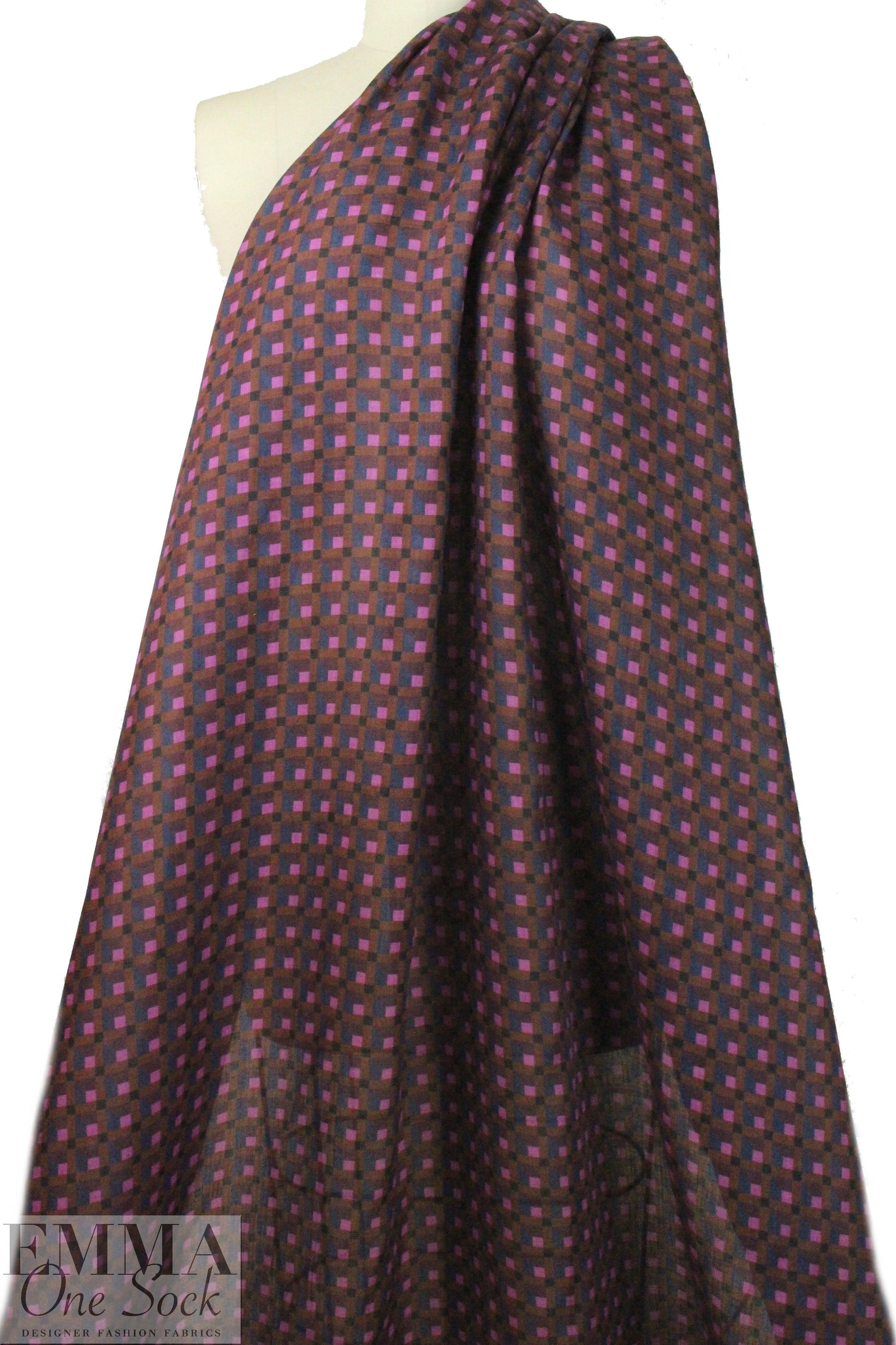 Italian printed ramie linen woven - 3-D optic