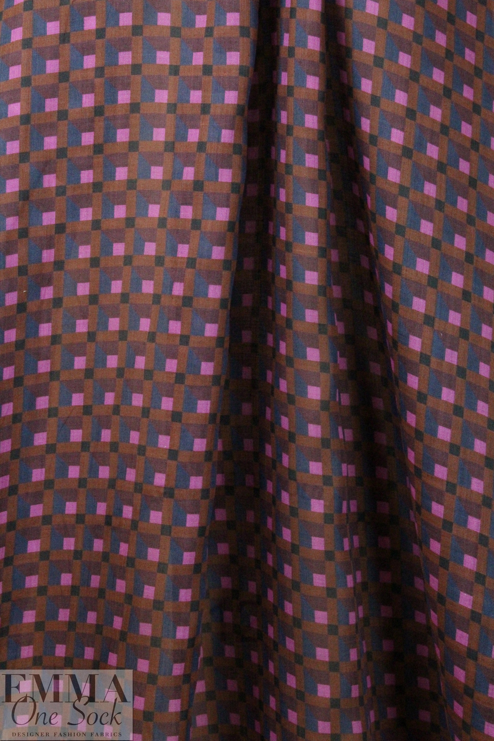 Italian printed ramie linen woven - 3-D optic