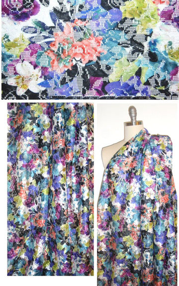 colorful digital floral printed mesh lace  2.1 yd
