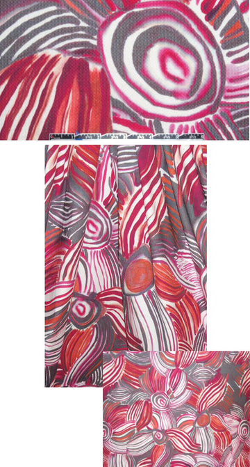 French pink linear floral overprinted cotton pique' 1.375 yd