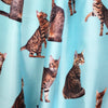 French 'good kitty' printed silk woven - sky