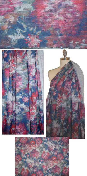 French floral abstract printed sweater knit 1.375 yd
