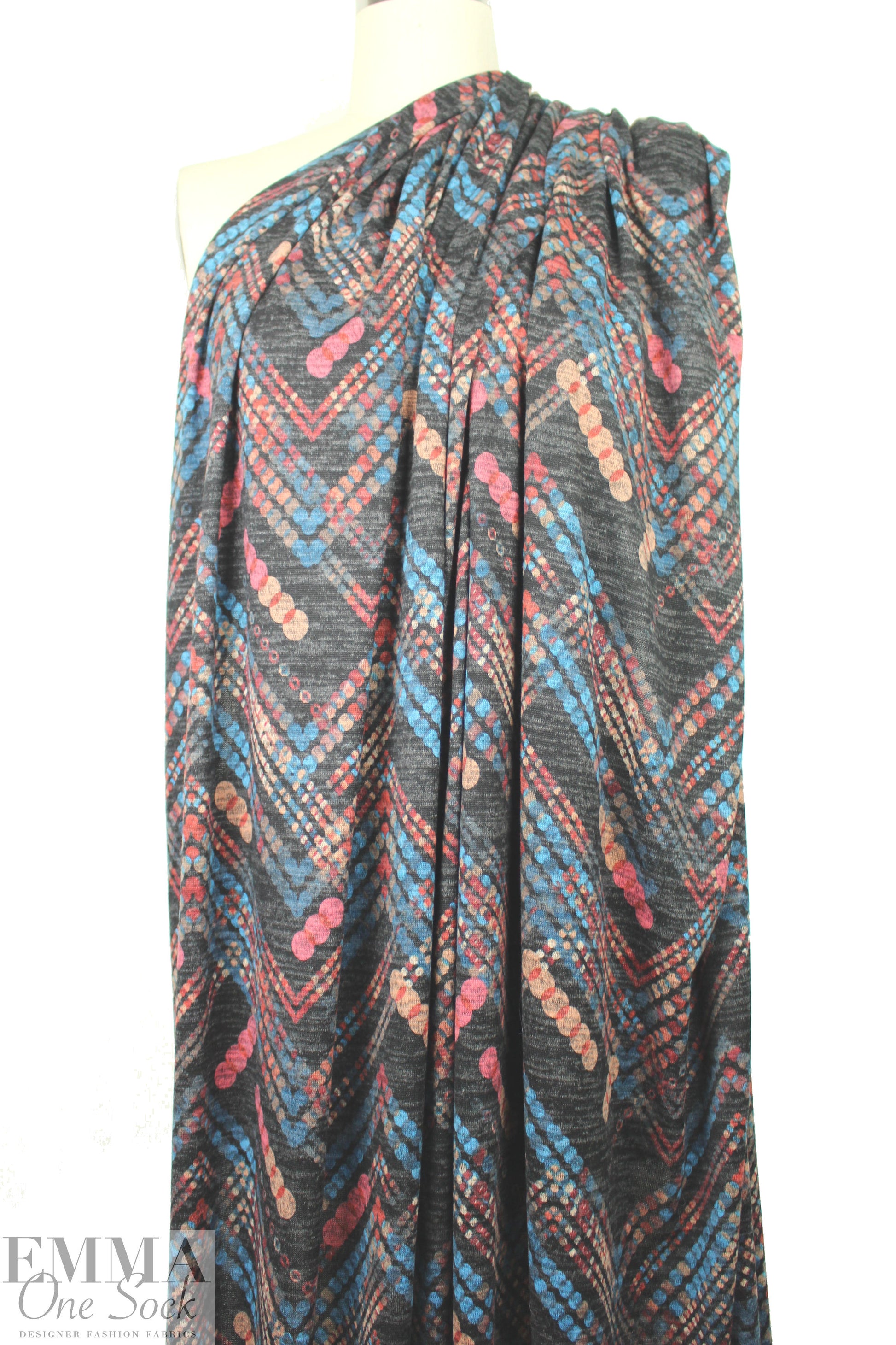 heathered, printed sweater knit - dotty chevron