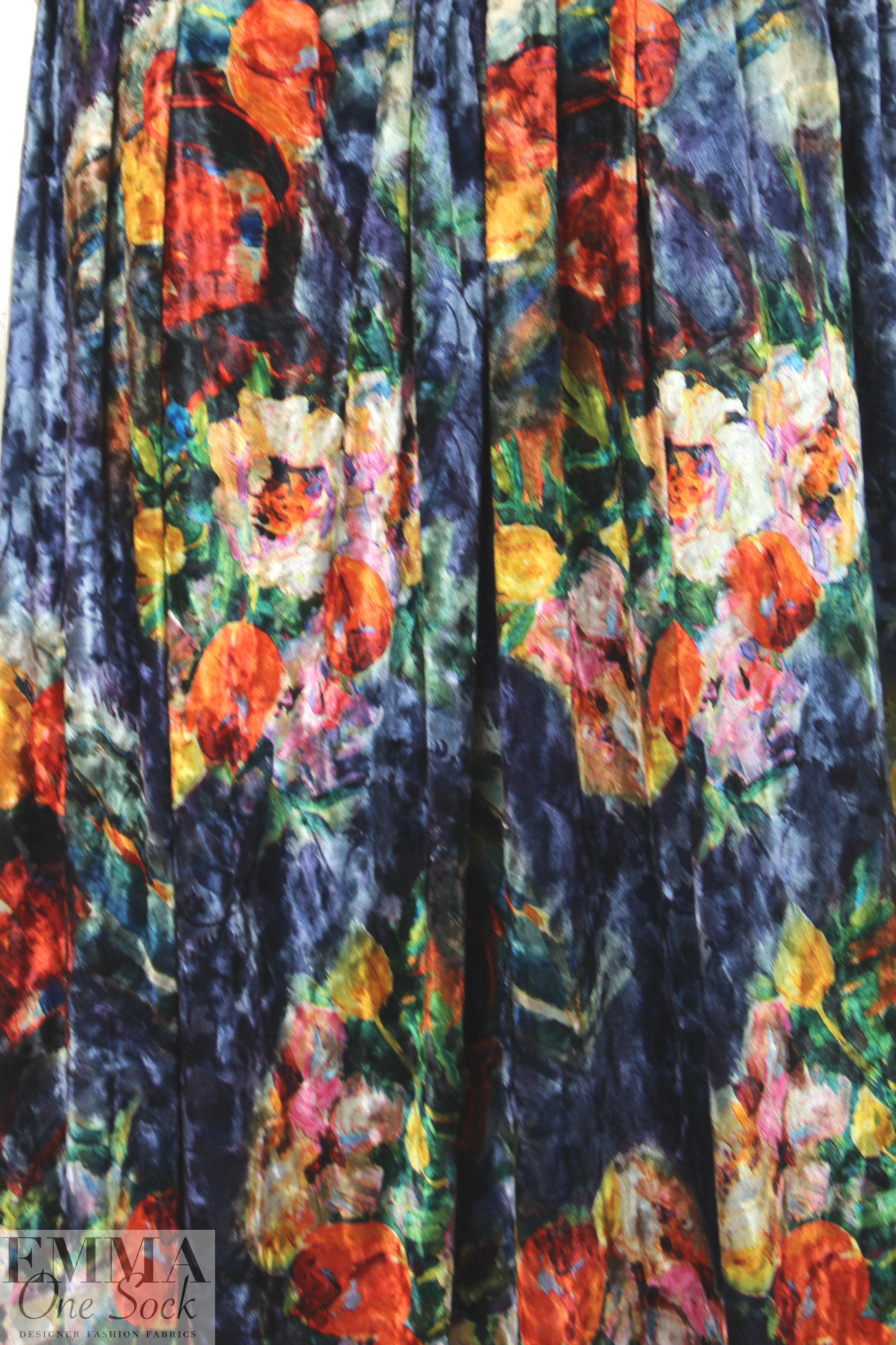 painterly bouquets printed velvet knit 1.5 yd