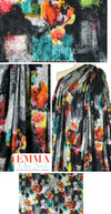 painterly abstract flowers stretch velvet 1.5 yds