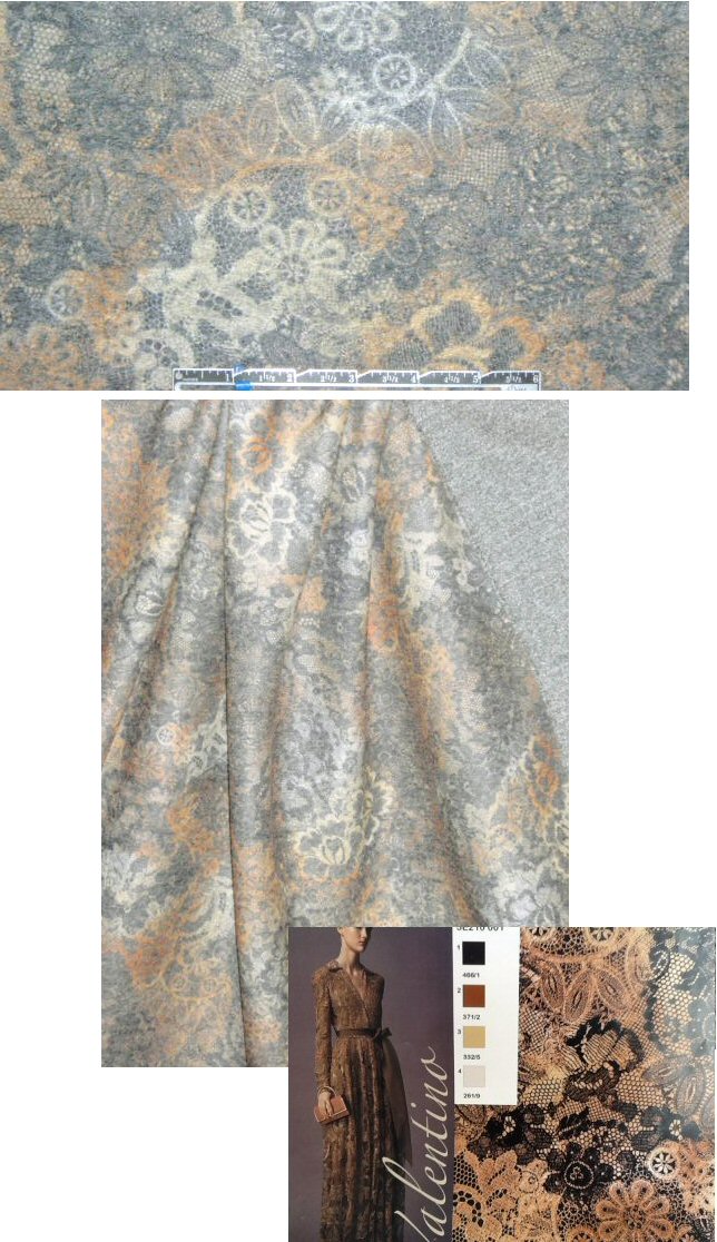 Valentin0 'earth floral lace' brushed wool knit