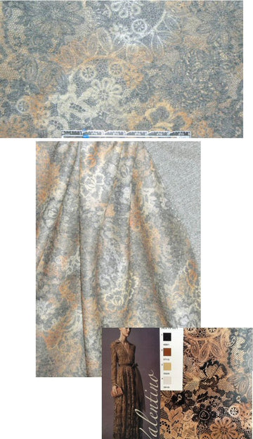 Valentin0 'earth floral lace' brushed wool knit