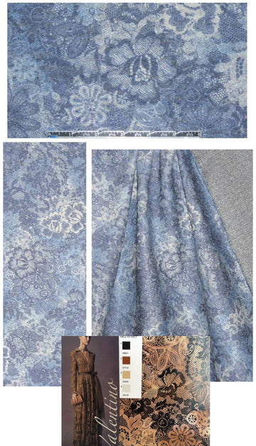 Valentin0 'denim floral lace' brushed wool knit 1.50 yds