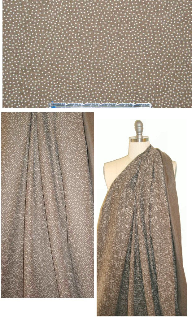 Italian mini dot printed wool suiting - mocha/off white 2.4 yds