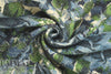 Italian blue/green over-printed wool blend basketweave 1.33 yds