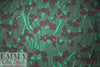 Italian printed wool twill suiting/coating - jade/wine .625 yds