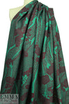 Italian printed wool twill suiting/coating - jade/wine