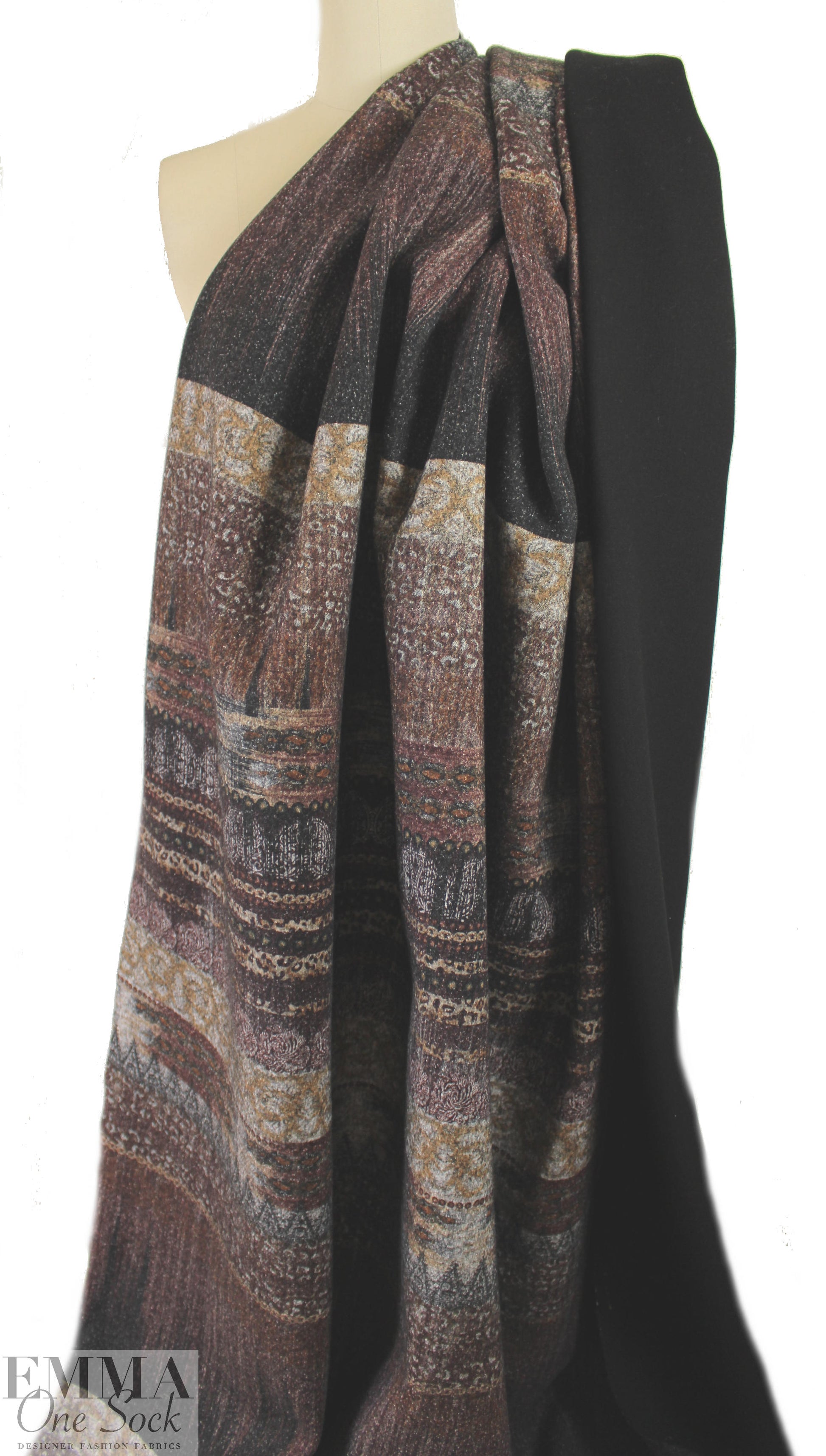 Italian wool blend/knit print doublecloth panel coating .875 yds