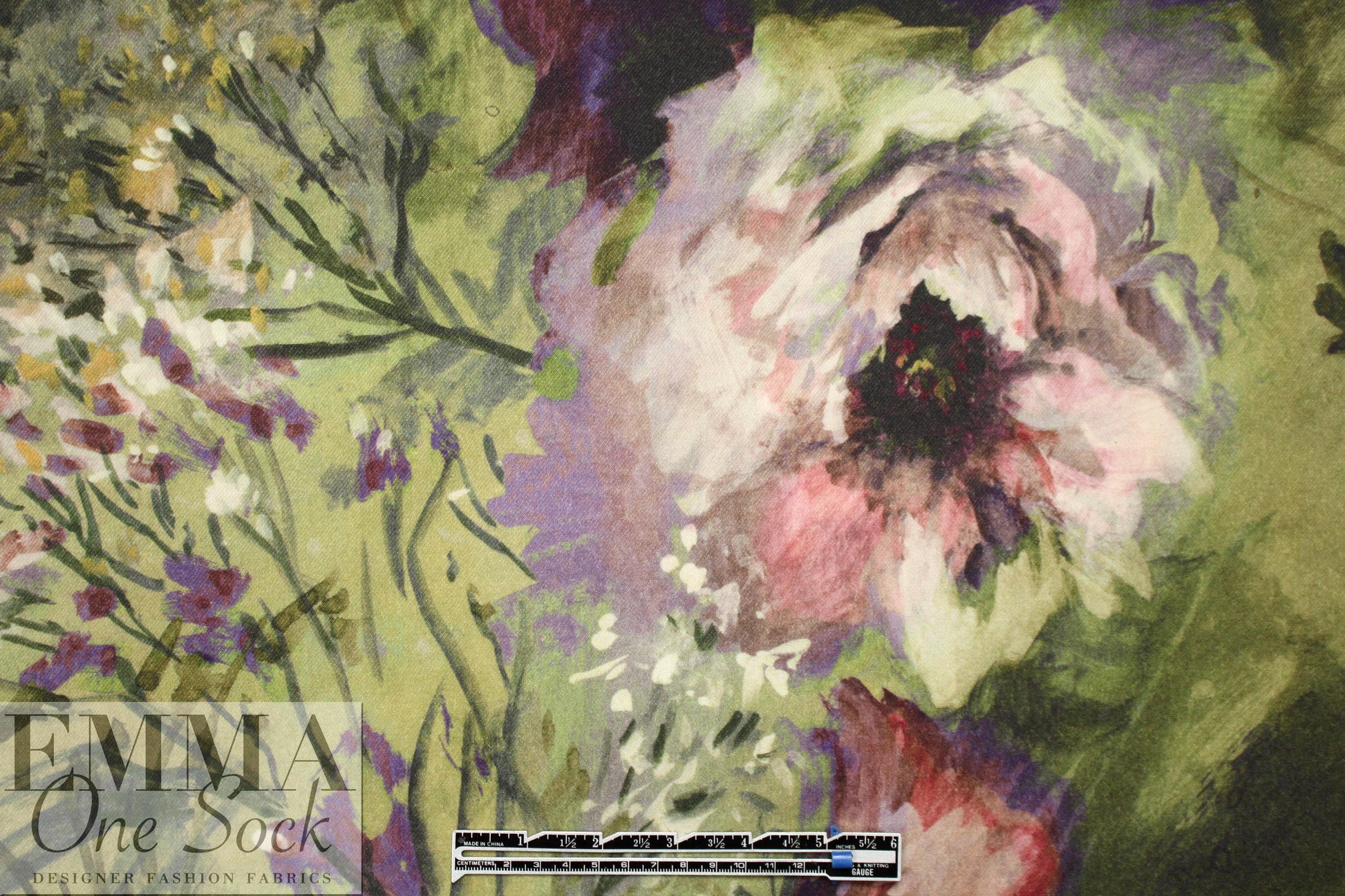 Italian watercolor floral stretch wool twill