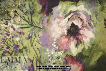 Italian watercolor floral stretch wool twill