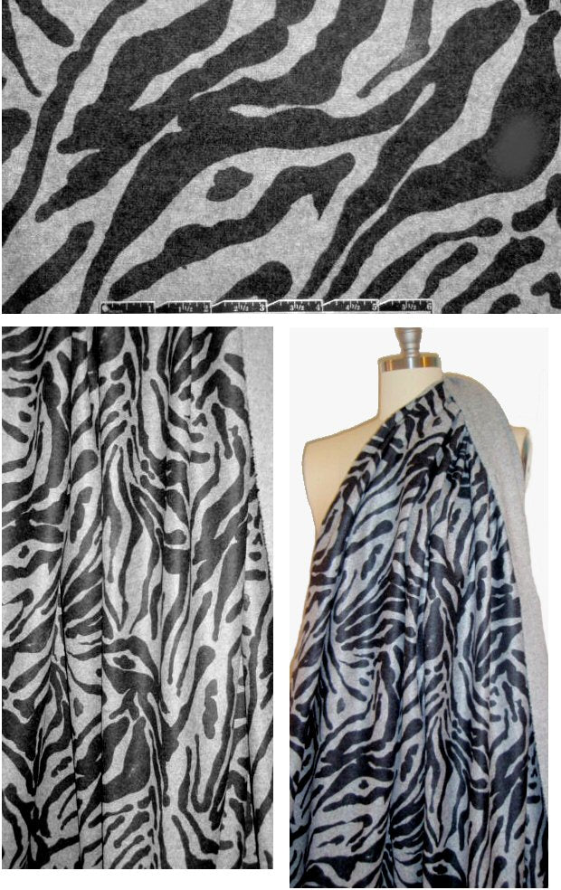 Italian animal-printed gray sweater knit
