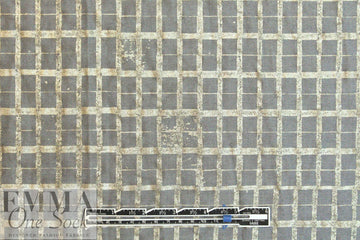 Italian printed wool twill weave 'denim' - golden grid 1.125 yds